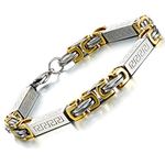 Urban Jewelry Impressive Men's Stainless Steel Bracelet Byzantine Chain, Gold Silver, 9 Inch, 9 inches, Stainless Steel, no gemstone