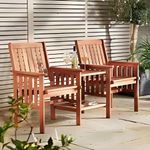 Garden Mile Traditional Jack and Jill Bench with square Table Weather Resistant 2-Seater Wooden Garden Furniture Solid Hardwood Construction Indoor & Outdoor garden furniture Easy Assemble(Love Seat)