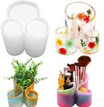 OmeHoin Resin Molds Storage Box Silicone Mold With 3-slot Pen Brush Holder Mould Makeup Organizer Trinket Container Epoxy Mold Flower Pot molds for Making Vase Pen holder DIY Resin Artwork Handicrafts