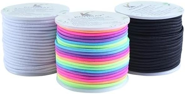 KONMAY 3 Rolls 1.5mm Rubber Elastic Cord, 99 Yards Mixed Stretchy Bracelet Strings for Necklace, Beading, Jewelry Making and Crafting