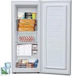 COWSAR 6.0 Cu.Ft Mini Freezer Compact Upright Freezer, Small Stand Up Freezer with Adjustable Thermostat, Removable Glass Shelves, for Bedroom, Home, Office, White