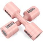 EAST MOUNT Adjustable Hand Dumbbell for Women 5lb Dumbbells Set of 2, 4 in 1 Small Dumbbell Set Each 2lb 3lb 4lb 5lb Free Weights (Pink)