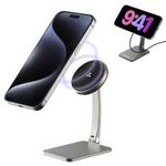 Ambrane Qi2 & Magsafe 15W Wireless Charger with Premium Metal Mobile Stand, Latest Qi2 for iPhone 16/15/14/13/12 All Series & Other Wireless Devices, Foldable + Free Magnetic Ring (AerosynQ S1, Gold)