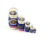 Heka Naturals Snow Maiden Nesting Dolls | All Natural Wooden Matryoshka Doll Set of 5 (18 cm) - Traditional Babushka Home Decor, Wooden Stacking Toys, Handmade Toys & Games, Shape Sorter Accessories