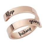 Keep Going Engraved Inspirational Rings Stainless Steel Thumb Band Jewelry US Size 8-9 Finger Ring Gifts for Men Women (Rose gold)