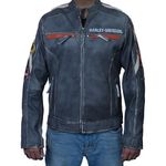 Men’s Retro H-D Harley Vintage Motorcycle Leather Jacket, Classic Biker Wear Cafe Racer Leather Jacket for Men, Distressed Black Liii, X-Large