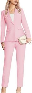 Kelyaa Women's 2 Piece Suit Notched Lapel One Button Slim Fit Business Office Work Tuxedo Blazer Pants Set Pink