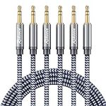 Aux Cord-3.5mm Male to Male Auxiliary Audio Cable [Shielded,Hi-Fi] 3 Pack Audiophile Aux Cable Nylon Braided for 3.5mm Headphone Jack,Car,Echo,Speaker,Android,Home Stereos,Mp3（2ft+4ft+10ft,Grey）