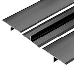 uxcell 3pcs Aluminum T Molding Floor Transition Strip, 35.4inch Door/Tile/Carpet to Tile Transition Strip, Doorway Edge Trim for Wood Vinyl Laminate Floors, 36inch x 1.3inch Black