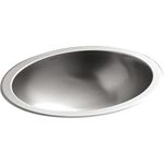 KOHLER K-2608-SU-NA Bachata Drop-in/Undermount Bathroom Sink with Luster Finish, without Overflow, Stainless Steel