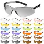 24 Pairs Safety Glasses 12 Colors Unisex Anti Scratch Protective Goggles Impact Resistant Lens Eyewear Polycarbonate Safety Sunglasses Bulk for Work Construction Lab Eye Protection