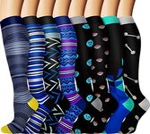 SOOVERKI 8 Pairs Compression Socks Women & Men - Best Nursing,Hiking,Travel & Flight Socks-Running & Fitness