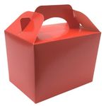 Lotus 15 x Children/Kids Plain Coloured Party Boxes Carry Food Meal Fun Picnic Birthday Wedding Favour/Baby Shower Party Halloween Trick or Treat Box Loot Bag (Red)