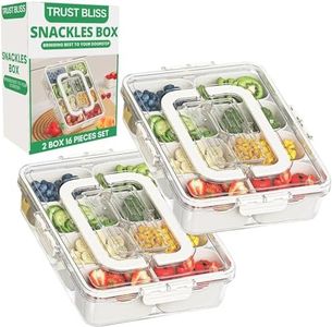 Trust Bliss Snackle Box Container, Premium 2-Pack Divided Serving Tray & Lid with 8 Compartments, Durable Snackle Boxes for Travel & Parties – Snack box container, Perfect for Treats & Gifts (PET)