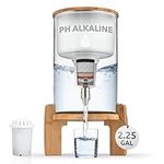 pH Recharge Glass Alkaline Countertop Water Filter Dispenser - 2.25 Gallons Water Jug Dispenser - Removes Fluoride Chlorine & Impurities - Improves Water pH - Clean Healthy Drinking Water - 8.5 Litres