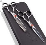 Katana Classic Professional 6.5" Shear Set by Tokko Shears, Premium 440C Japanese Steel Regular and Thinning Scissors for Barbers and Salon Professionals