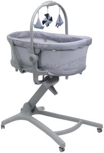 Chicco Baby Hug Pro 5-in-1 Crib Including a Crib, Bassinet, Recliner highchair or First Chair for 0-36 Months, Easily Portable, Included Toy bar for Entertainment, Earl Grey