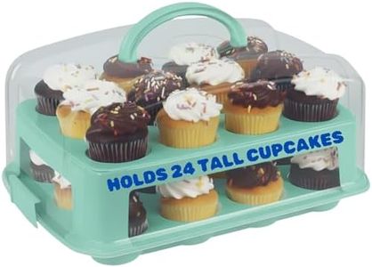 EXTRA TALL Cupcake Carrier 24 Count, 24 Cupcake Holder with Lid -Spacious 3.5” Tall Tiers Accommodate 24 Tall Frosted Cupcakes, Won't Smush! Cupcakes Containers Muffin Storage Container/ Muffin Holder