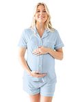 Kindred Bravely Clea Bamboo Classic Short Sleeve Maternity & Nursing Pajama Set (Mist, Large)