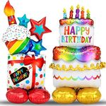 Happy Birthday Balloon Large Size Standing Birthday Balloon，Birthday Party Decorations Supplies Birthday Cake Balloon and Birthday Gift Balloon