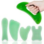 Treela 5 Pcs Gua Sha Massage Facial Tool Set And 1 Pcs Body Gua Sha Massage Tool With Handle, Guasha Massager Kit For Face Back Neck Leg Body Scraping Massage Board Jade Stone Guasha Comb