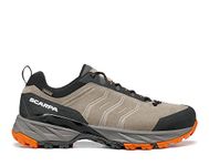 SCARPA Men's Rush Trail GTX Waterproof Gore-Tex Lightweight Hiking Shoes, Taupe/Mango, 11.5 Women/10.5 Men