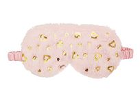 Jenna™ 100% Natural Fur and Silk Heart Printed Sleep Mask Cover for Puffy Eyes and Dark Circles (Pink)