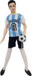 Fat-catz-copy-catz Clothing for Male Doll: Football Strip Kit Sport Wear Gym For Ken Doll Blue/White Stripe Top Shorts & Socks