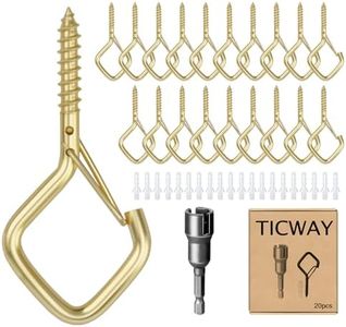 Ticway 20 PCS Q-Hanger Hooks for String Lights, Ceiling Hangers for Plants & Wind Chimes, Christmas Decorations Outdoor Hooks Gold