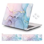 iCasso Compatible with MacBook Pro 13 inch Case 2022 2021 2020-2016 Release A2338M1/A2251/A2289/A1706/A1708, Laptop Case & Keyboard Cover & Screen Protector Only for MacBook Pro 13'' (Soft Marble)