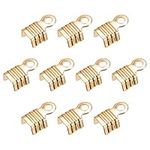 uxcell 400Pcs Fold Over Cord Ends, 3x6mm Terminators Crimp End Tips for Leather Ribbon Craft Making, Champagne