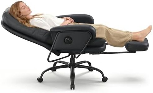 FLEXISPOT Multi-Task Chaise Lounge Chair Indoor High Back Ergonomic Chair with Footrest 90-165° Reclining Wheels, Desk Chairs for Home Office Working Relaxing Gaming Cross Legged, PU Leather, Black