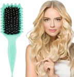 WOHSEROM 1PCS Curly Hair Brush, Curl Defining Brush, Boar Bristle Hair Brush for Combing and Shaping Men's and Women's, Reduce Pulling and Curl Separation for Defined Curls (Light Green)