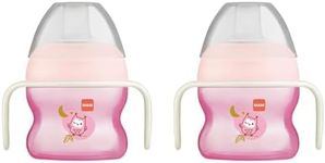 MAM Starter Cup Glow in The Dark Handles, Baby Cup for 4+ Months, Baby Feeding, Glow in The Dark Toddler Cup, 1x 150 ml, Pink (Designs May Vary) (Pack of 2)