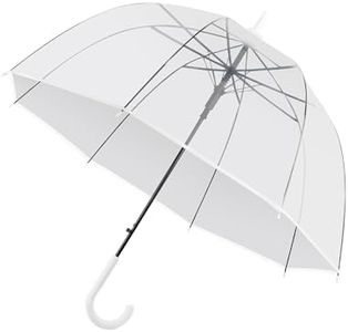 ZXRMY Clear Bubble Dome Umbrella,Rainproof Automatic Opening Umbrellas Large,Clear Umbrellas for Rain Adult, Perfect for Weddings,Graduations, Proms,Outdoor Events-Curved Handle