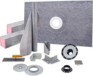 VEVOR Shower Curb Kit, 48"x72" Watertight Shower Curb Overlay with 4" ABS Central Bonding Flange, 4" Stainless Steel Grate, 2 Cuttable Shower Curb and Trowel, Shower Pan Slope Sticks Fit for Bathroom
