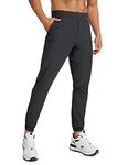 CRZ YOGA Men's Lightweight Joggers Pants - 29" Quick Dry Workout Pants Track Running Gym Athletic Pants with Zipper Pockets, Ink Gray, Large