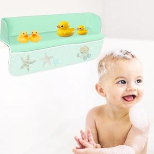 Baby Bathtub Splash Guard, Silicone Baby Water Pad, Children's Bath Toy Storage Rack, Kids Bath Tub Shelf Organizer with Suction Cups, Suitable for Bathroom