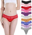 Delcroix Lace Thongs for Women Thong Underwear Women Lace Panties Women Underwear Cotton Thongs for Women Pack, Multicolored F - 10 Pack, Large