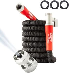 Pocket Hose Silver Bullet Expandable Garden Hose 25-FT Adjustable Turbo Shot Nozzle, AS-SEEN-ON-TV, No Lead, Solid Aluminum Connectors, On/Off Valve, No Kink, Anti-Leak, Ultra-Lightweight