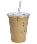 [100 Sets] 16 oz. Clear PET Cups with Flat Lids for Cold Drinks, Iced Coffee, Bubble Boba, Tea, Smoothie etc.