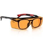 NoCry Blue Light Blocking Glasses to Wear Over Glasses, Safety Glasses with 100% UV Glasses Protection, Anti-Fog Scratch Resistant Lenses, Light Sensitivity Glasses, Computer Glasses, Orange Glasses