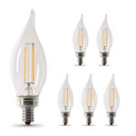 Feit Electric 40-Watt Equivalent CA10 LED Light Bulb, Dimmable Enhance Glass Candelabra Filament, 300 Lumens, 13 Yrs. Lifetime, 2700K Soft White, 6-Pack - CFC40/927CA/FIL/6