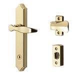 Ideal Security Door Lever with Deadbolt Lock for Out-Swinging Doors, Bright Brass (4-Piece Set)