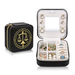 Kendal Travel Jewelry Case, Small Jewelry Box, Travel Essentials, Libra Black, 2024 Zodiac Birthday Gifts for Girls Women Men Constellation Astrology-LXZ01BKTP