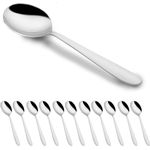 Parage 12 Pieces Stainless Steel Soup Spoon Set for Home & Kitchen, 18 cm Long, Dining Tableware Cutlery Set, Silver (Sigma Design)