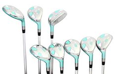 Majek Seafoam Teal Ladies Golf Hybrids Irons Set New Womens Best All True Hybrid Ultra Light Weight Forgiving Woman Complete Package Includes 4 5 6 7 8 9 PW SW All Lady Flex Utility Clubs