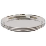 Argon Tableware 3X 40.5cm Round Stainless Steel Serving Trays - Large Metal Kitchen Food Tea Coffee Dinner Table Drinks Party Platter