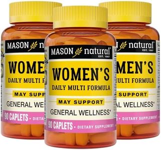 Mason Natural Women's Daily Multi Formula with 21 Essential Vitamins and Nutrients, Supports General Wellness and Overall Health, 90 Caplets (Pack of 3)