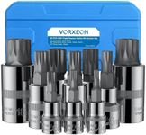 VORXEON 10Pcs XZN Triple Square Spline Bit Socket Set M4-M18, 50BV30 CR-V Drive Socket and S2 Alloy Steel Bit Drive 1/4”, 3/8”, 1/2” with Storage Case